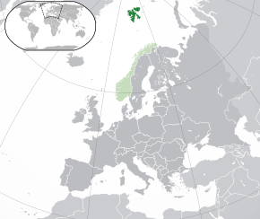 Location of Svalbard in relation to Norway
