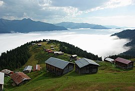 Pokut plateau. Clouds above the mountains of Rize