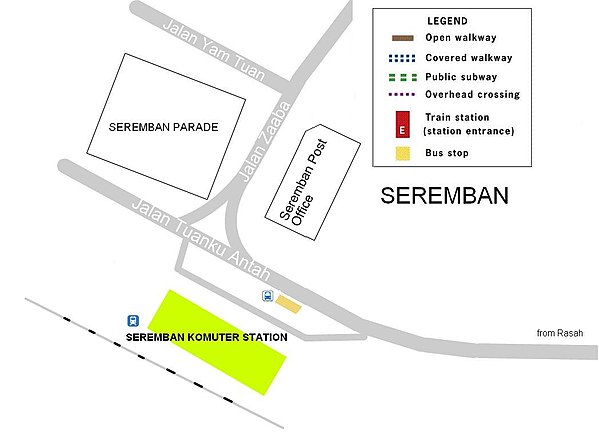 Location map of Seremban railway station