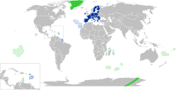 Location of the European Union and the special territories