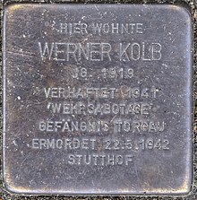 Stolperstein für Werner Kolb