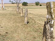 Recreated stone post fence at the Santa Fe Trail Center