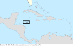 Map of the change to the United States in the Caribbean Sea on December 30, 1862