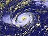 Hurricane Vince near peak intensity, which later became the only tropical cyclone on record to strike the Iberian Peninsula