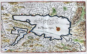 Lacus Podamicus. Der Boden See. Kolorierter Kupferstich, um 1640