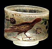 Roman bowl with bird, found outside the empire, in modern Denmark
