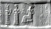 Cylinder seal and modern impression. Presentation scene, c. 2000–1750 B.C. Isin-Larsa