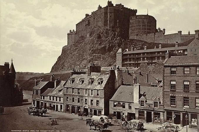 Edinburgh Castle from the Grassmarket (George Washington Wilson restored by Adam Cuerden)