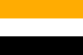 The flag of Cabinda Province, Angola, a simple horizontal triband.