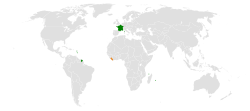 Map indicating locations of France and Liberia