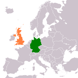 Map indicating locations of Germany and United Kingdom