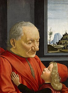 Domenico Ghirlandaio: Doppelporträt eines Alten Mannes mit seinem Enkel, 1488, Tempera auf Holz (Louvre, Paris).