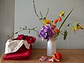 Essschale und Ikebana Blumenbesteck beim Sesshin mit Muho Nölke 2019 in Bonn