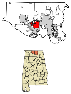 Location of Madison in Limestone County and Madison County, Alabama