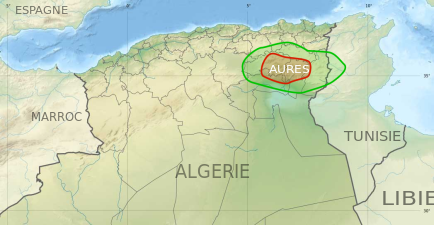 Location of the Aures region in Algeria