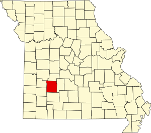 Map of Missouri highlighting Polk County