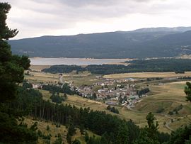 A general view of Matemale, with the lake in the background