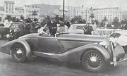Madame Roux in 1934, in an Amilcar racer.