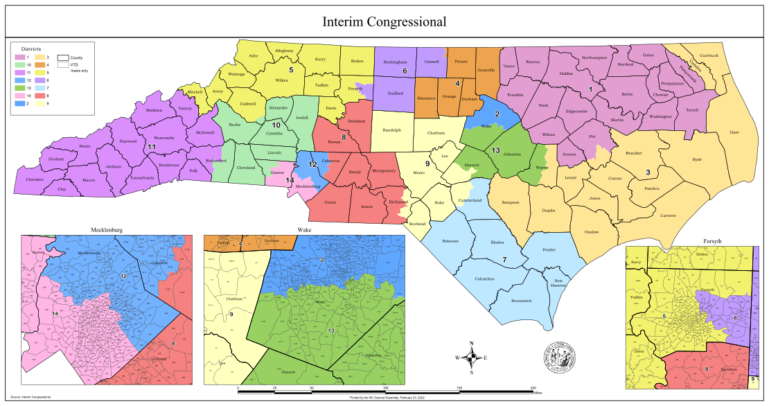 North Carolina Congressional Districts since 2023 (Special Masters Remedial Plan).svg