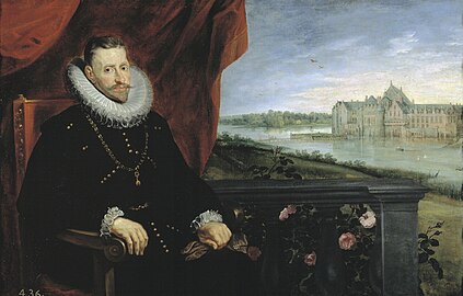 Erzherzog Albert mit Schloss Tervuren im Hintergrund