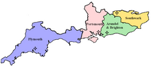 The diocese within the Province of Southwark. The Channel Islands are not shown.