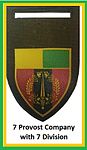SADF 7 Division Provost Company Flash. During 1998, this unit was re-named to 17 Provost Company and transferred to 1 Provost Regiment of the Military Police Division. This was the same time that units of the division were transferred to Type Formations of the SA Army.