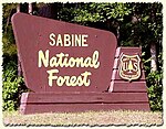 A sign for Sabine National Forest.