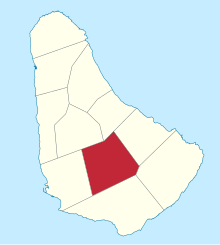 Map of Barbados showing the Saint George parish