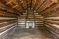 Reconstructed soldier cabin at Valley Forge National Historical Park, Pennsylvania, USA