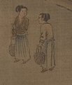 Rural women wearing pleated skirts with a shan and ru, Song dynasty.