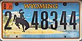 2020 Wyoming license plate featuring White Rock and Squaretop Mountain with Green River Lakes