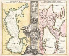 Homann Map of the Caspian Sea and Kamchatka, from 1725.