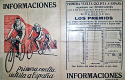 Spanish Newspaper "Informaciones" (1935) with the prize list of the first "Vuelta a España". Museu de Joguet de Verdú (Lleida, Catalunya, Spain).