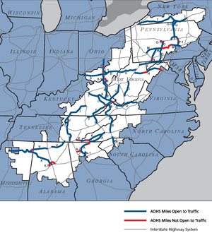 Map of the Appalachian Development Highway System