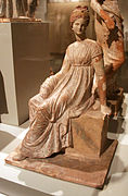 Tanagra figurine, ancient Greece, 325–150 BCE, Altes Museum
