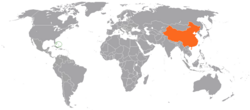 Map indicating locations of Bahamas and China