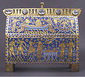 The Becket Casket, c. 1180-1190, Limoges, with the popular subject of the martyrdom of Thomas Becket.
