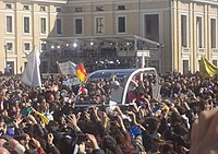 Benedict XVI in the popemobile at his final Wednesday General Audience in St. Peter's Square on 27 February 2013