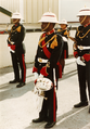 Royal Bermuda Regiment Bandsmen in No. 1 uniform with red facings.