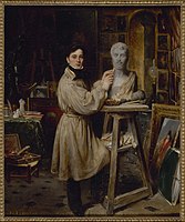 Jean-Pierre Dantan (1800-1869) modeling the bust of Lépaulle