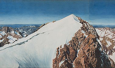 View from the Pelvoux summit (detail), watercolour by Paul Helbronner, circa 1900