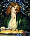 Rossetti, The Blue Bower (1865), sitter holds a Koto