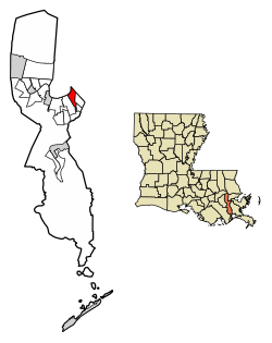 Location of Gretna in Jefferson Parish, Louisiana.
