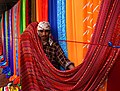 Textile market on the sidewalks of Karachi, Pakistan