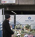 Maelbeek metro entrance after the 2016 Brussels bombings