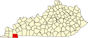 Map of Kentucky highlighting Calloway County