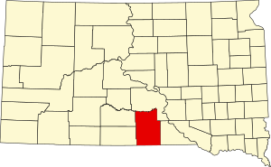 Map of South Dakota highlighting Tripp County