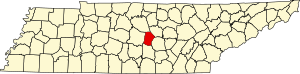 Map of Tennessee highlighting Cannon County