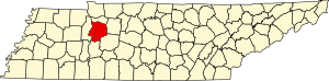 Map of Tennessee highlighting Humphreys County