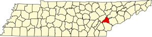 Map of Tennessee highlighting Loudon County